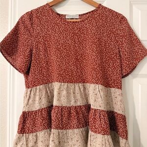 Paper Crane Tiered Babydoll Top | Boho Floral Blouse